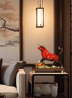 牛势高升铜牛摆件大漆工艺老板办公室桌面招财装饰品公司开业礼物