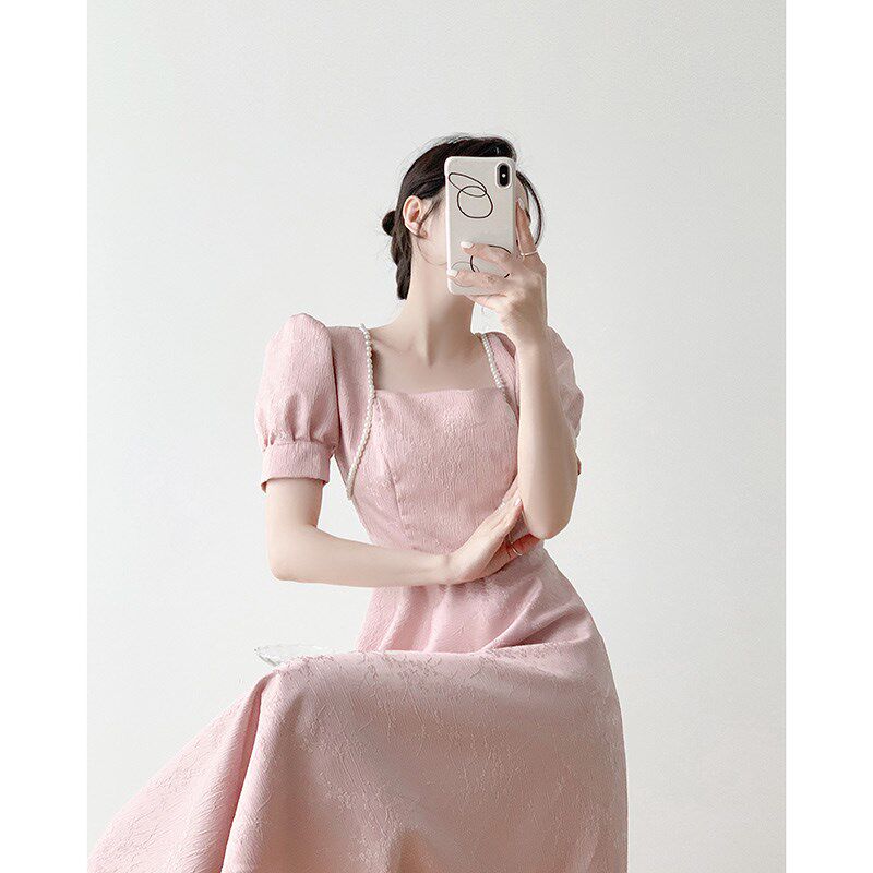 高端精致法式连衣裙女夏季新款时尚显瘦气质订婚领证登记礼服裙子