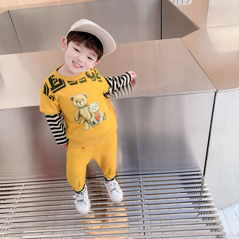 男宝宝春装套装1-2-3岁潮洋气4小童5儿童装6男童春秋款卫衣两件套