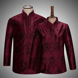 中老年唐装男秋冬装老人外套男生日中国风爷爷过寿男装爸爸装上衣