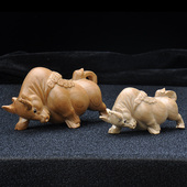 桃木牛摆件生肖木牛工艺品装 饰品木雕实木雕刻原木质无漆环保