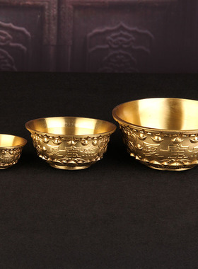 铜聚宝盆摆件元宝水晶碎石彩石铜盆客厅玄关店铺开业礼品