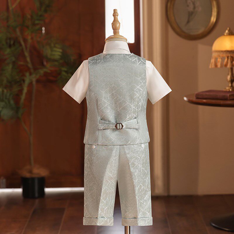 男童西装套装礼服秋季短袖马甲新款英伦儿童主持人走秀钢琴演出服