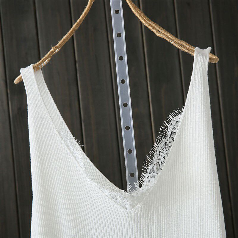 性感夏装新款弹力针织背心胖mm200斤内搭吊带蕾丝拼接宽松打底女