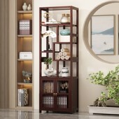 博古架实木新中式 茶柜多宝阁收纳置物架展示柜客厅茶叶茶具摆放架