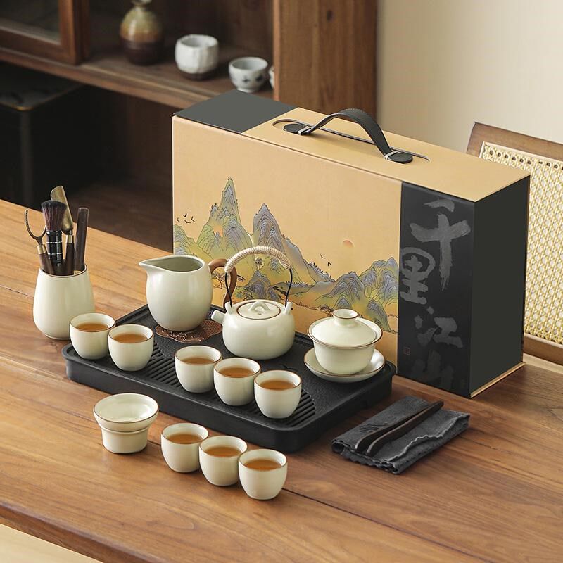 领艺福艺汝窑茶具套装2024新款功夫陶瓷高档杯子轻奢办公礼物