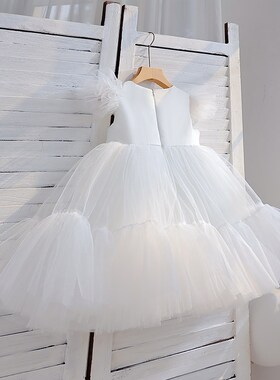 儿童生日蓬蓬公主裙子花童白色婚纱裙女童礼服连衣裙宝宝表演出服