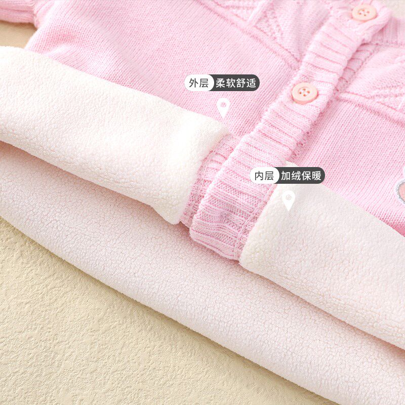 婴儿毛衣外套秋冬红色过年针织衫线衣冬季男童加厚绒毛衣女童上衣