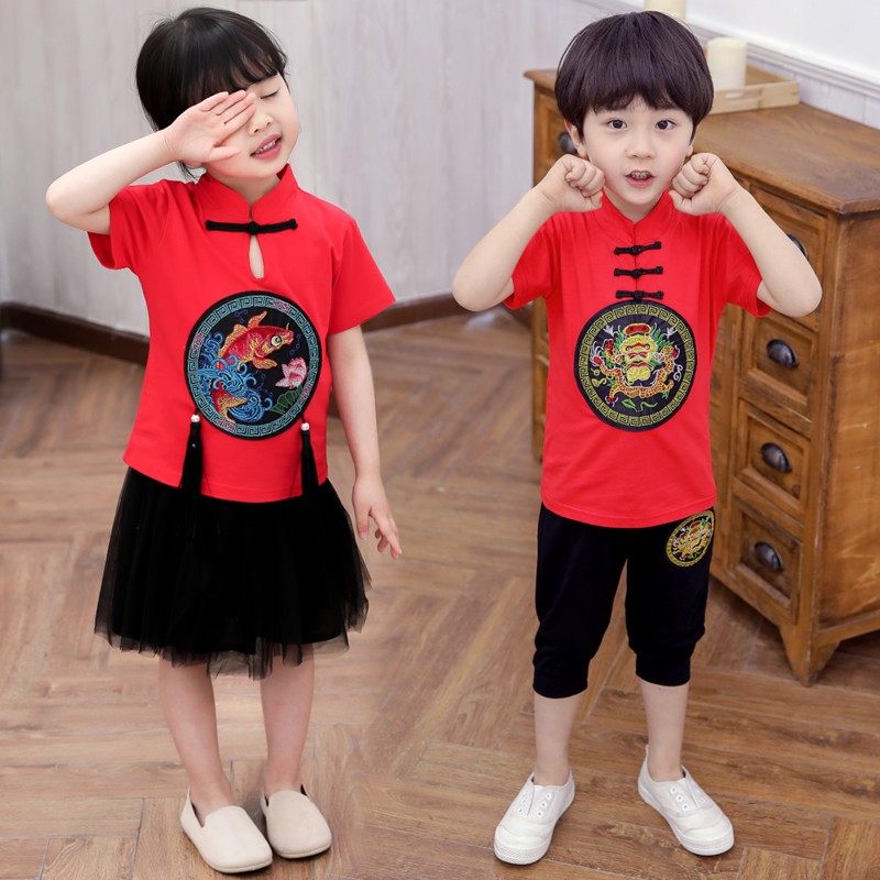 幼儿园园服毕业表演服校服中国风唐装短袖套装学生班服中式汉服新,童装/婴儿装/亲子装,唐装,淘宝优惠券,粉丝福利购,淘宝优惠卷