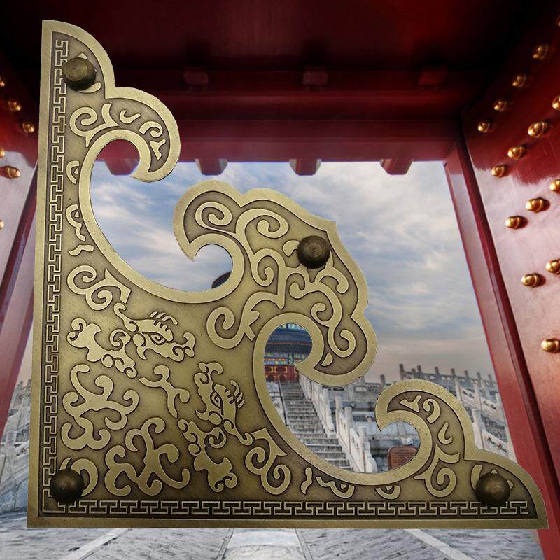 中式大门压条纯铜包角仿古木门包边装饰古建大门角花配件门槛护角