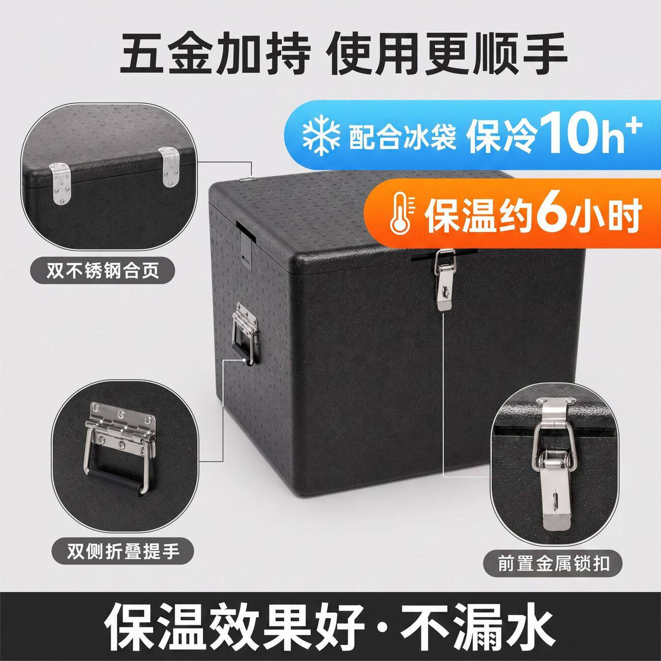 56升EPP保温箱美团京东外卖箱加厚合页提手餐盒冷藏食品级周转箱图片