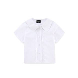 女童白衬衫短袖夏纯棉校园款中大童小学生校服学院JK表演白色衬衣