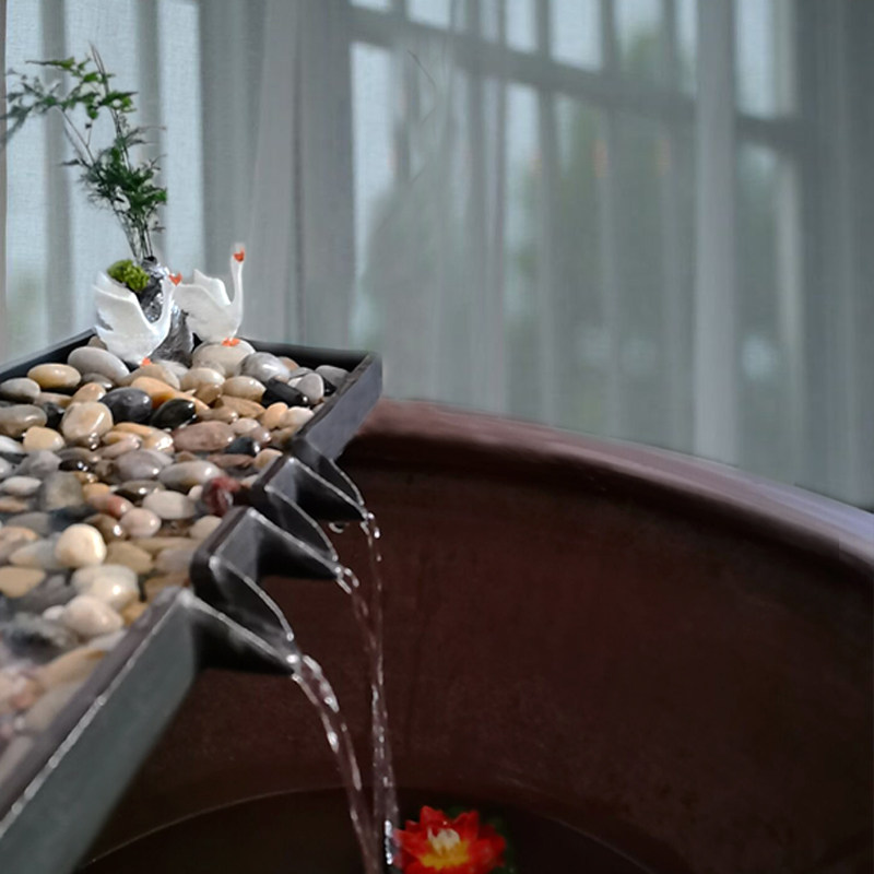 金鱼缸盆景流水摆件过滤循环系统流水器喷泉加湿增氧流水景观配件
