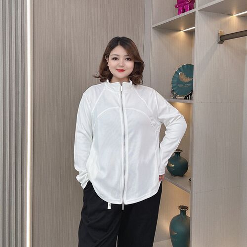 春秋大码女装胖mm宽松显瘦休闲双拉链开衫外套女长袖立领卫衣外套