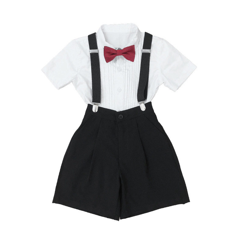 男童西装套装夏季儿童礼服英伦风小孩周岁生日西服马甲短袖小主持