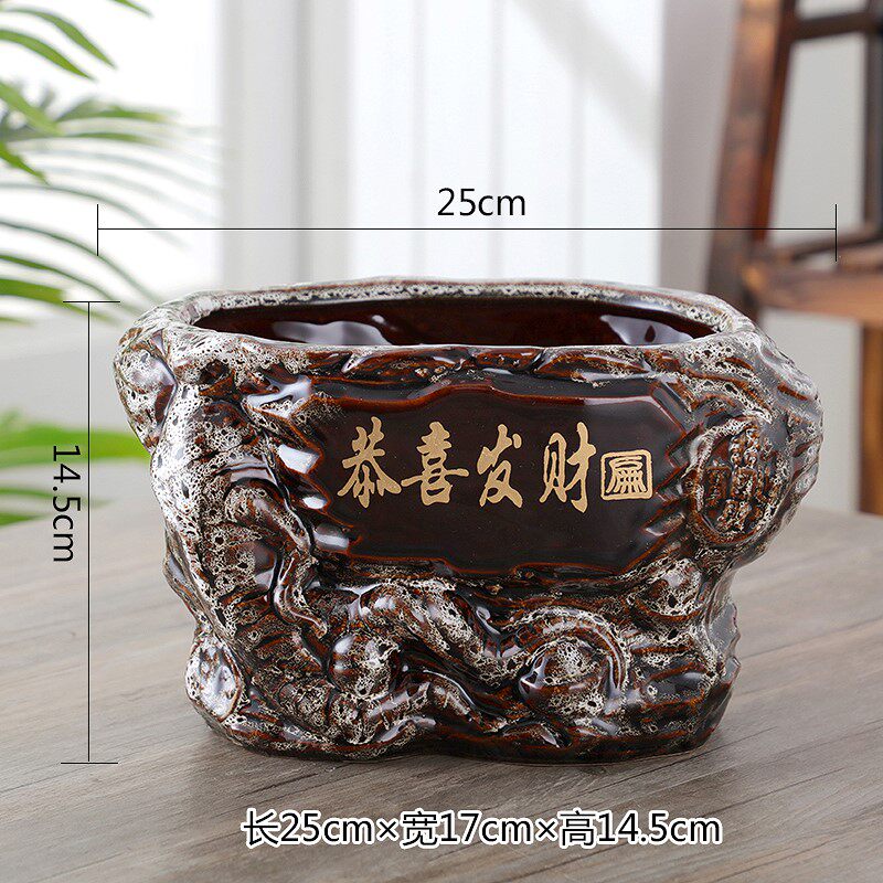复古陶瓷多肉花盆简约无托盘小号绿萝发财树招财盆子客厅茶几摆件