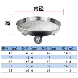 不锈钢圆形周转车加厚保温桶汤桶底座架平板圆盘带轮子移动推车
