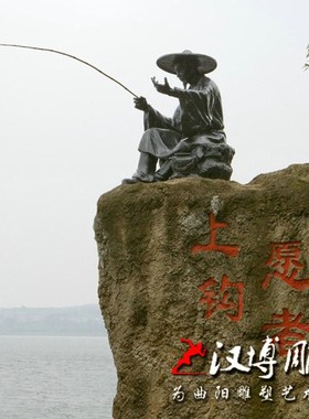 玻璃钢仿铜钓鱼人物雕塑父女垂钓钓鱼爱好者铜雕公园河边渔场景观