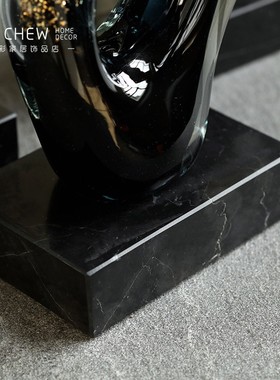 意式轻奢镂空大理石底座水晶电视柜办公桌酒柜装饰设计师高端摆件