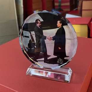 周恩来水晶摆设纪念品礼物收藏品周总理画像工艺品模型装饰品摆件