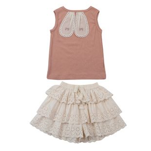 女童套装夏款2023新款夏装连衣裙儿童背心短裤裙子夏天女宝宝洋气