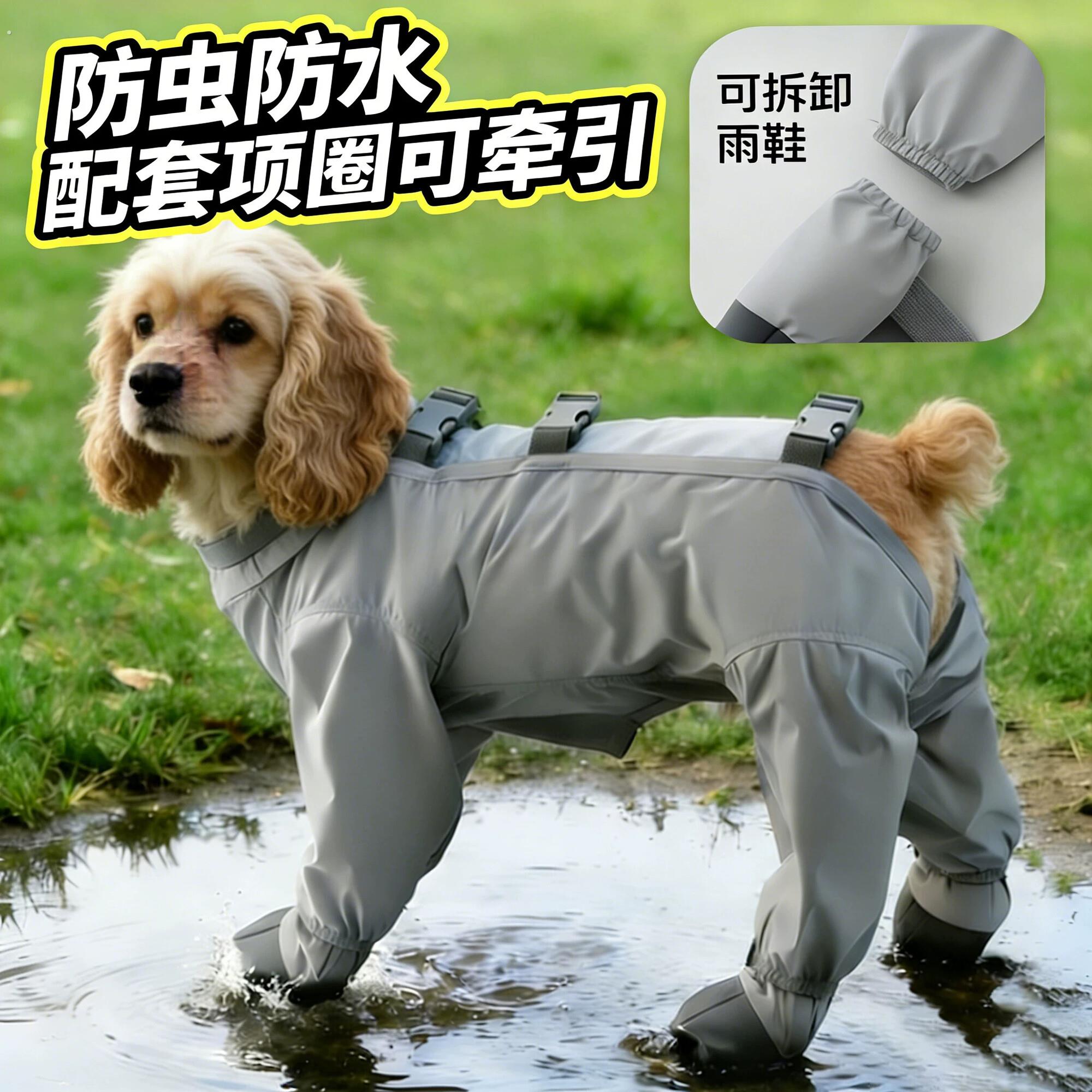 可卡布幼犬专用狗狗四脚外出防脏衣服夏薄款防脏裤小狗防尘裤罩衣