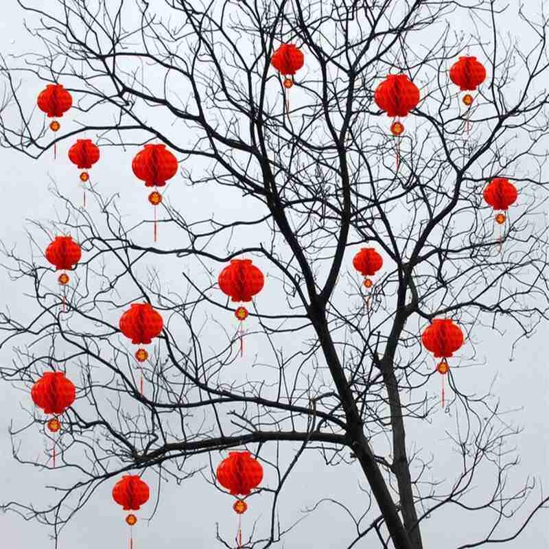 婚礼树上挂饰小红纸灯笼装饰结婚树上户外大红挂件氛围布置纸灯笼