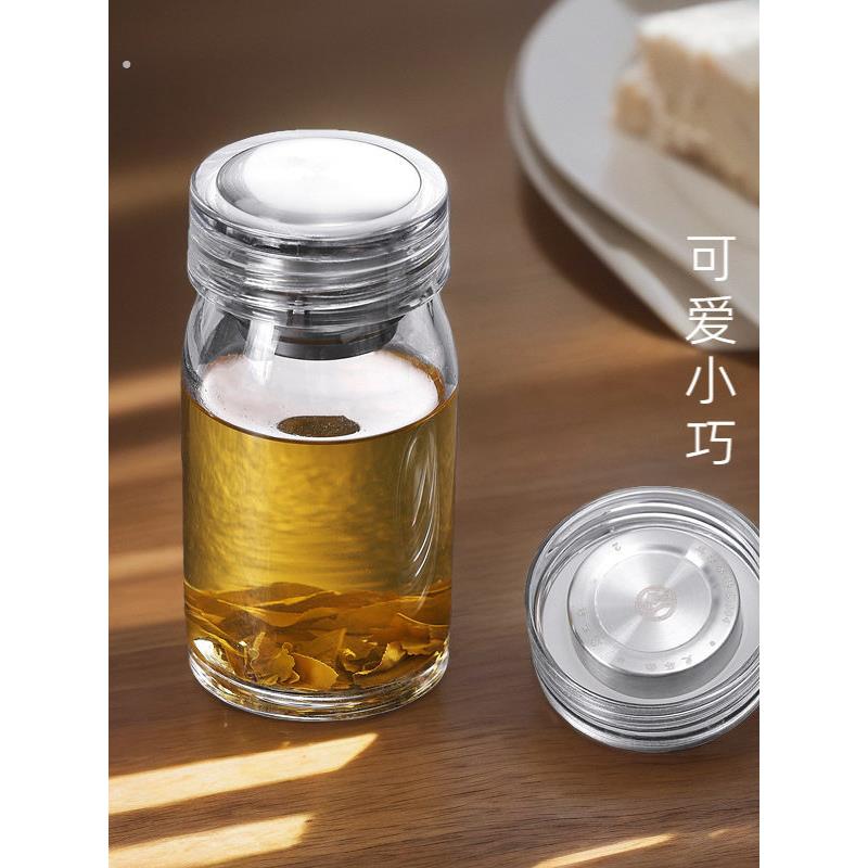 玻璃泡茶杯家用单层高硼硅中式茶水杯带盖高级感耐高温玻璃杯图片