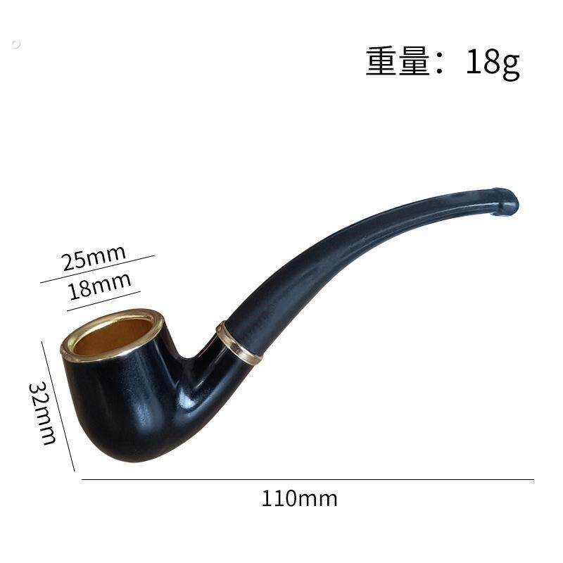 烟袋儿卷丝汉烟斗水壶烟斗弯式过滤手工黑檀木男烟斗两用老式烟嘴