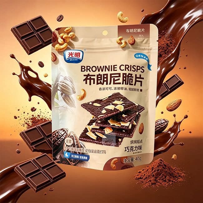 brilliant光明布朗尼脆片巧克力味坚果薄脆饼干办公休闲解馋零食