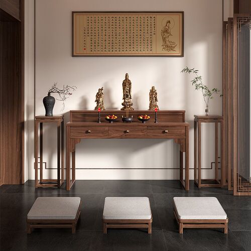 黑胡桃新中式实木供桌香案家用神台财神爷香火桌佛堂观音供奉佛台