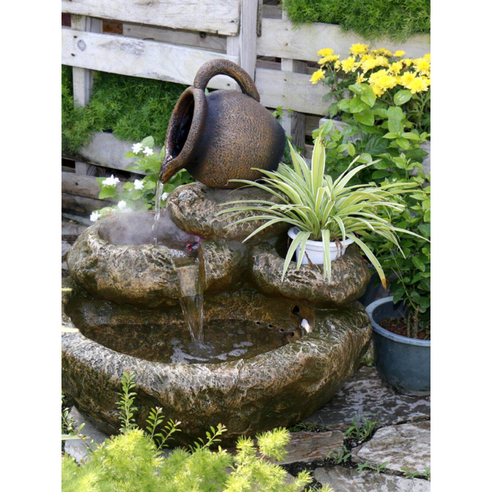 太阳能田园户外假山石流水喷泉阳台花园室内装饰景观欧式养鱼池