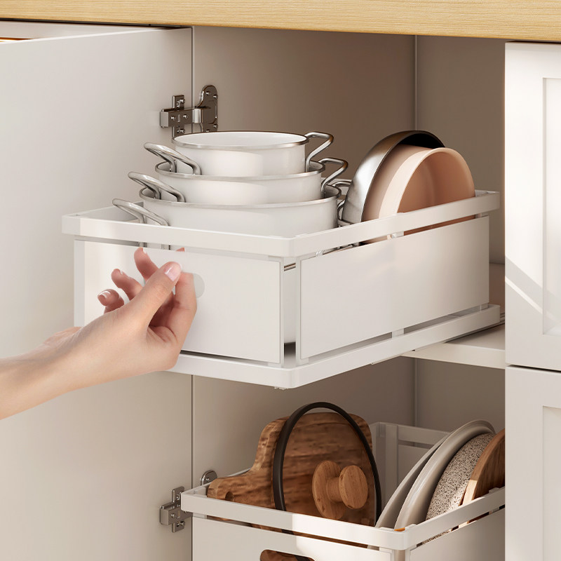 厨房整体橱柜内抽拉式置物架下水槽抽屉式拉篮储物篮免打孔滑轨收,厨房/烹饪用具,厨房置物架/置物柜/角架,淘宝优惠券,粉丝福利购,淘宝优惠卷