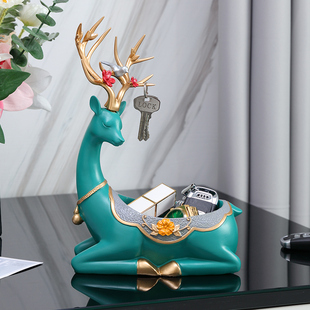 福鹿玄关放钥匙收纳盒北欧轻奢进门口鞋柜客厅入户家居装饰品摆件