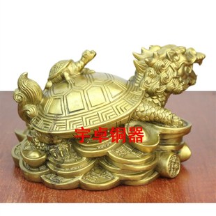 宇卓铜器 纯铜母子龙龟 子孙龙龟 纯铜龙龟 工艺品桌面摆件