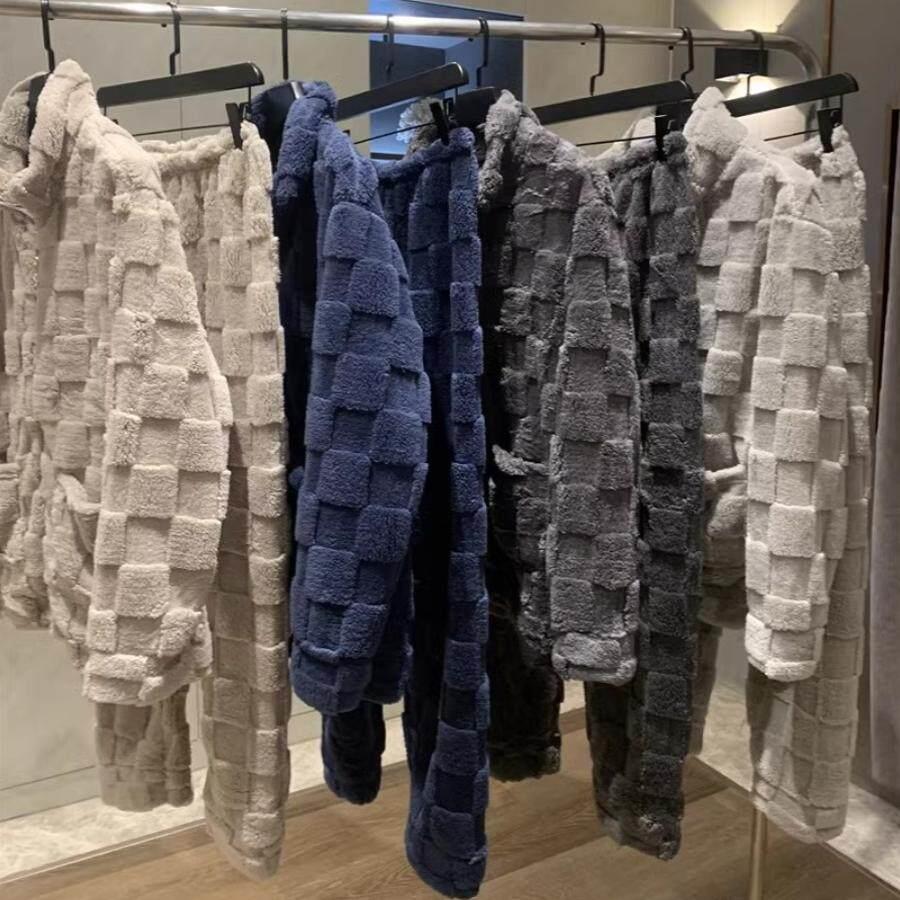 IN BLUE 加绒加厚珊瑚绒!冬季厚款保暖家居服两件套睡衣裤套组男