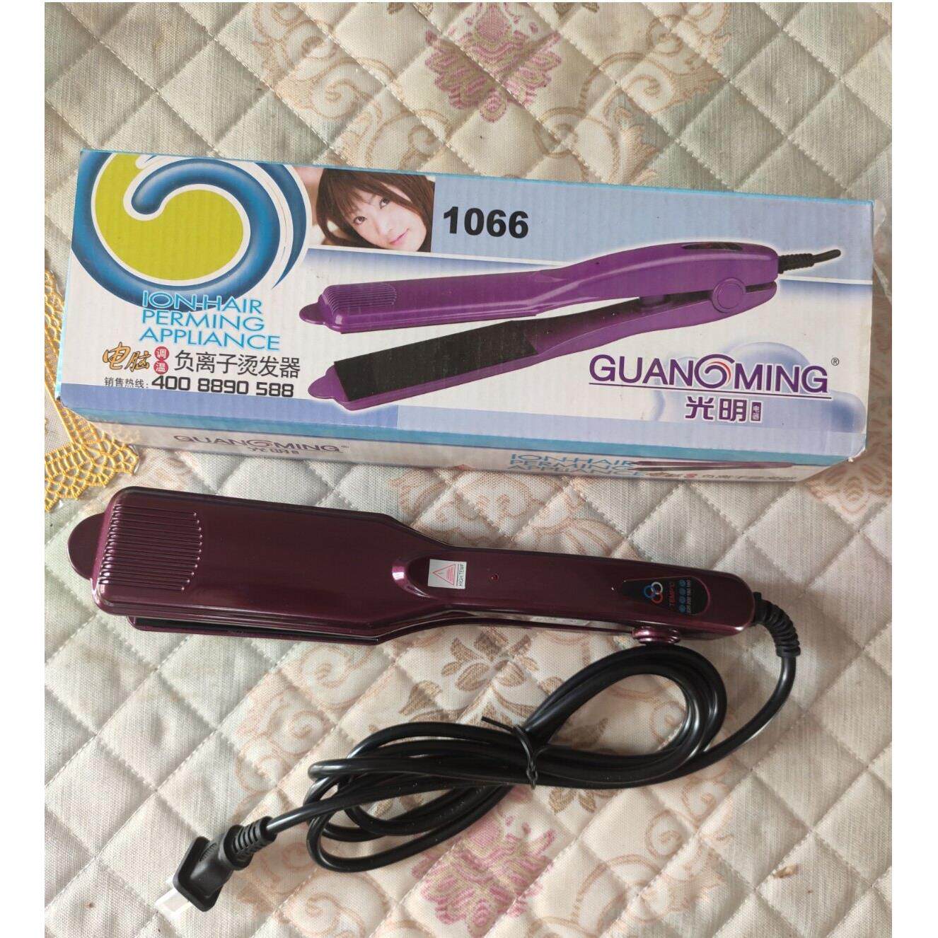 光明调温美发拉直卷两用玉米粒夹板陶瓷面板烫发器直发梳卷发棒