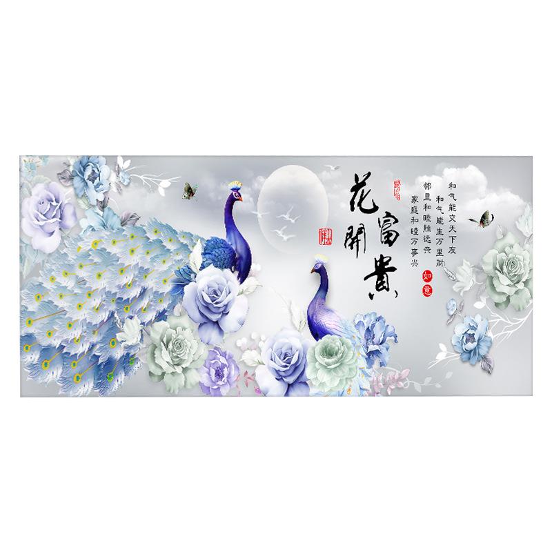 5D钻石画满钻2024年新款客厅花开富贵孔雀牡丹水晶点贴十字绣2023