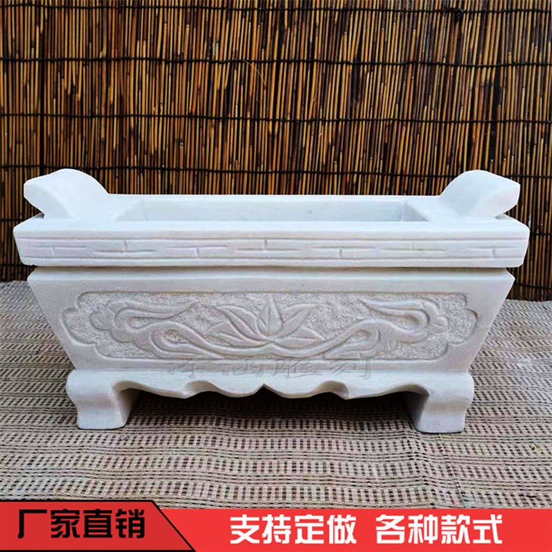 香炉天然石头汉白玉青石香炉墓前寺院祠堂土地庙烧香炉鼎上香摆件