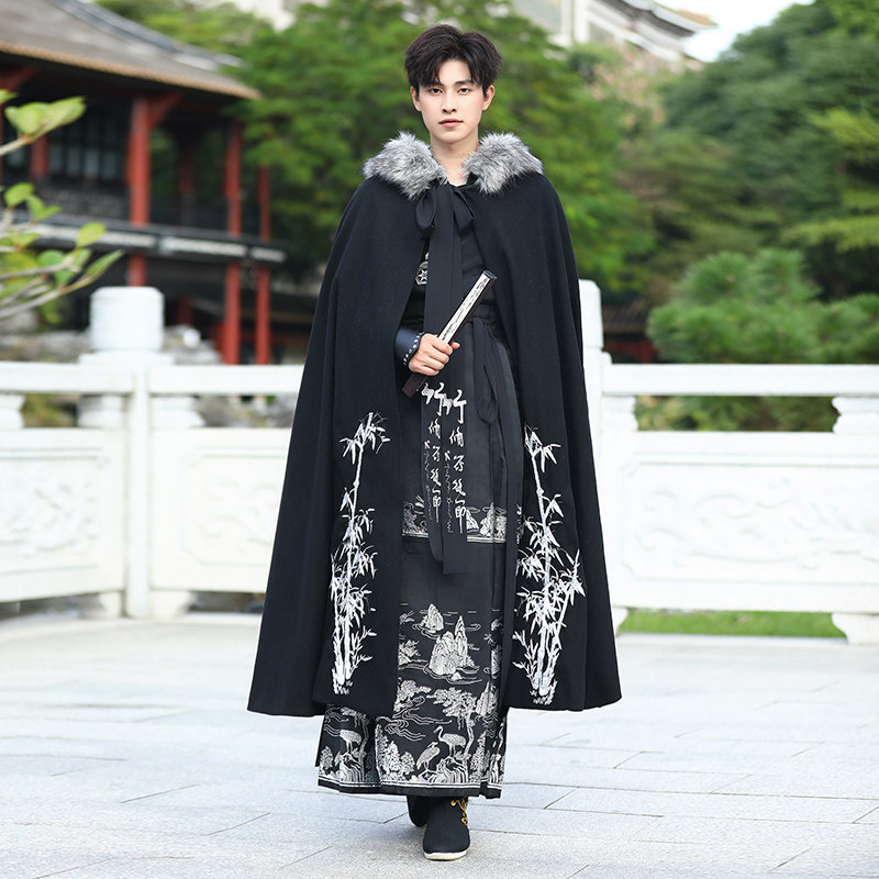 成人披风斗篷冬龙年汉服男士长款加绒古装织金马面裙交襟衬衣套装,女装/女士精品,汉服半身裙,淘宝优惠券,粉丝福利购,淘宝优惠卷