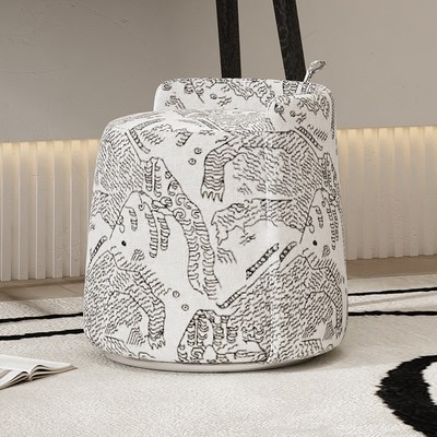 中古风化妆凳卧室靠背椅子梳妆台凳子美甲椅家用网红梳妆凳虎山纹