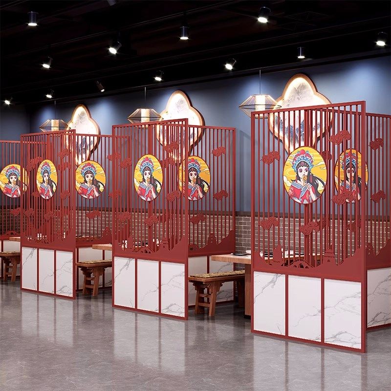 铁艺隔断屏风国潮风餐厅卡座包间隔断公司办公室玄关形象墙装饰,商业/办公家具,办公屏风/隔断,淘宝优惠券,粉丝福利购,淘宝优惠卷