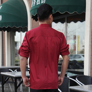 服务员酒店衬衫工作服秋冬长袖咖啡西餐厅制服男女七分袖印字logo