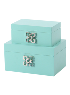 新中式实木绿色收纳烤漆首饰盒样板房衣帽间室内客厅软装饰品摆件