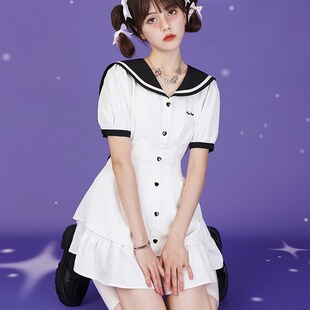 SagiDolls少女斗志巨显瘦!甜美水手领修身连衣裙南瓜裤套装lolita
