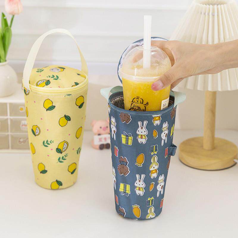 冬季咖啡奶茶保温杯套可携式手提式防烫吸管水杯套加厚铝箔奶茶通