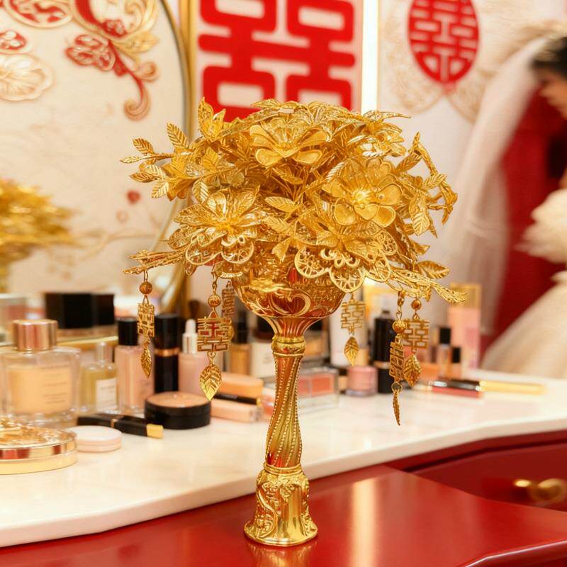金色玫瑰手捧花新娘结婚礼物婚礼手工diy中式新婚秀禾送好闺蜜