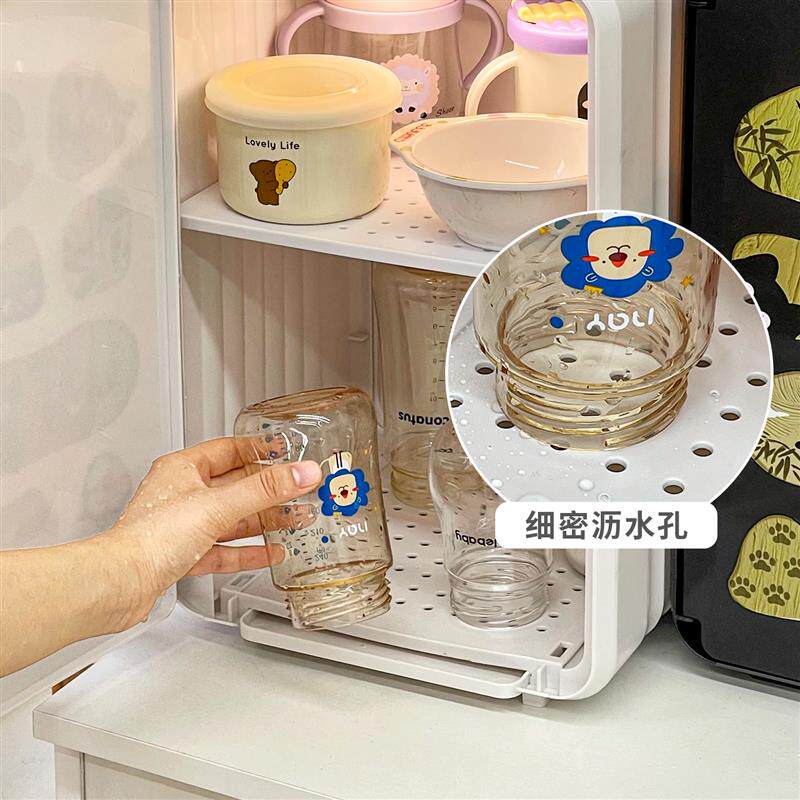 奶瓶沥水桌面收纳柜防尘喂养台婴儿用品整理置物架宝宝餐具收纳箱