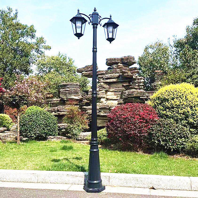 欧式户外庭院景观灯室外社区公园高杆双头照明防水路灯市电太阳能