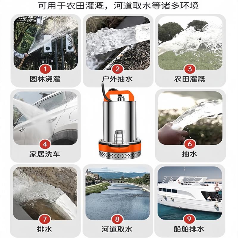 电动车用抽水泵12v24v36v48v72v伏潜水泵抽水机无刷直流低压直流